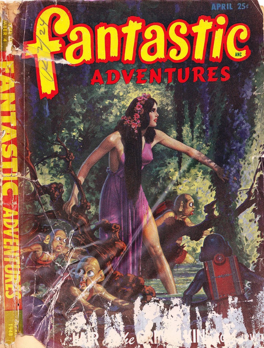 Fantastic Adventures April 1948 – Woman Battles Gremlin Horde in Enchanted Forest