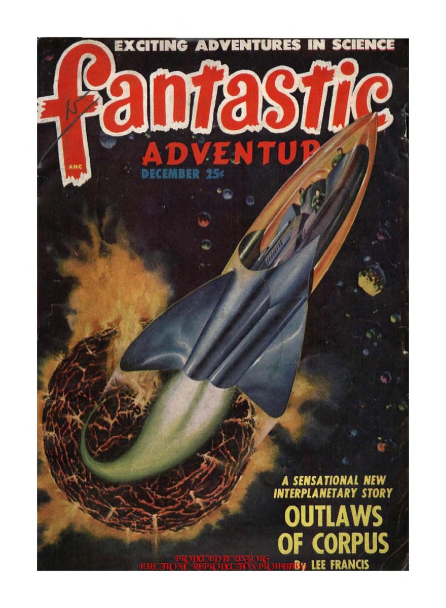Rocket Blasts Through Asteroid Belt — Fantastic Adventures December 1948