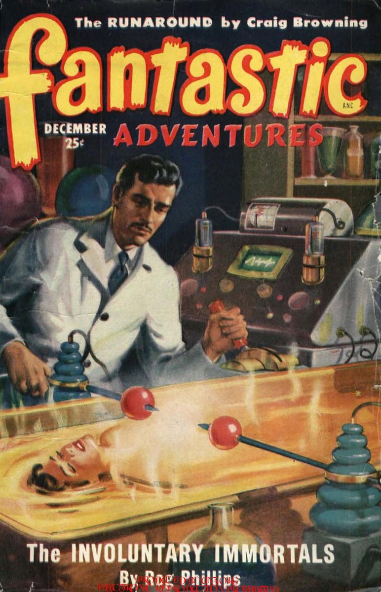 The Involuntary Immortals – Fantastic Adventures December 1949 Lab Horror Cover