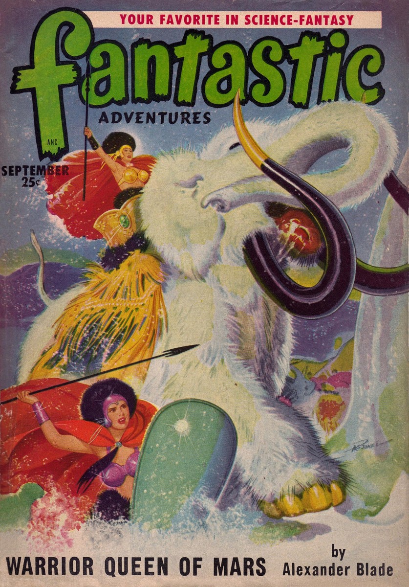 Warrior Queen of Mars vs White Mammoth — Fantastic Adventures Sept 1950