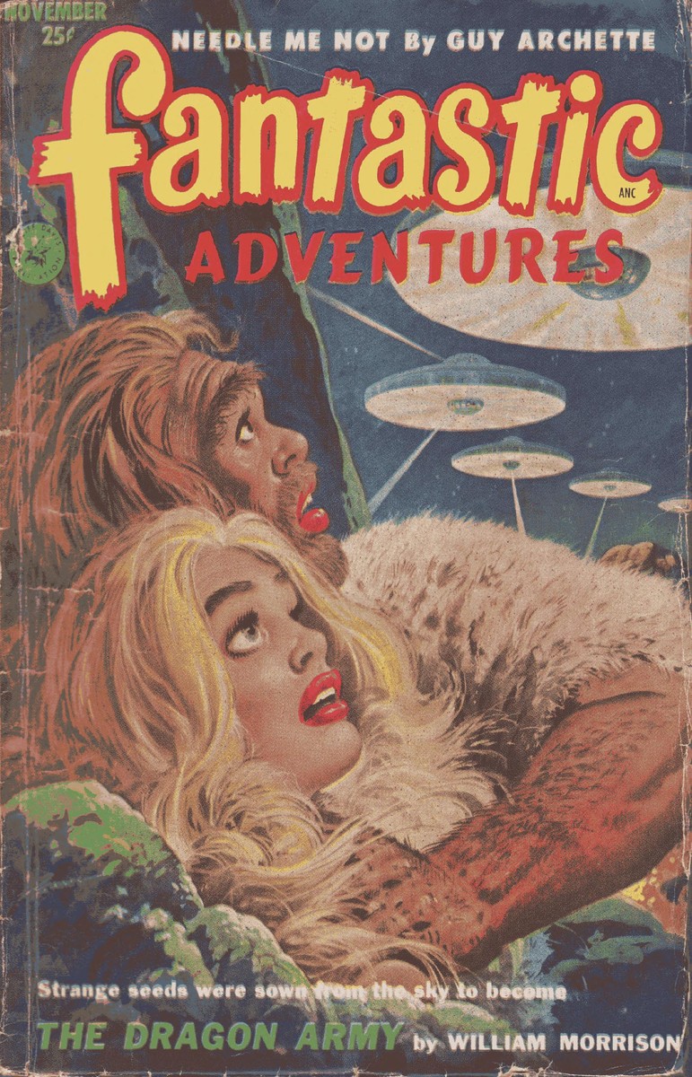 Flying Saucers Terrorize Cave People — Fantastic Adventures, Nov 1952