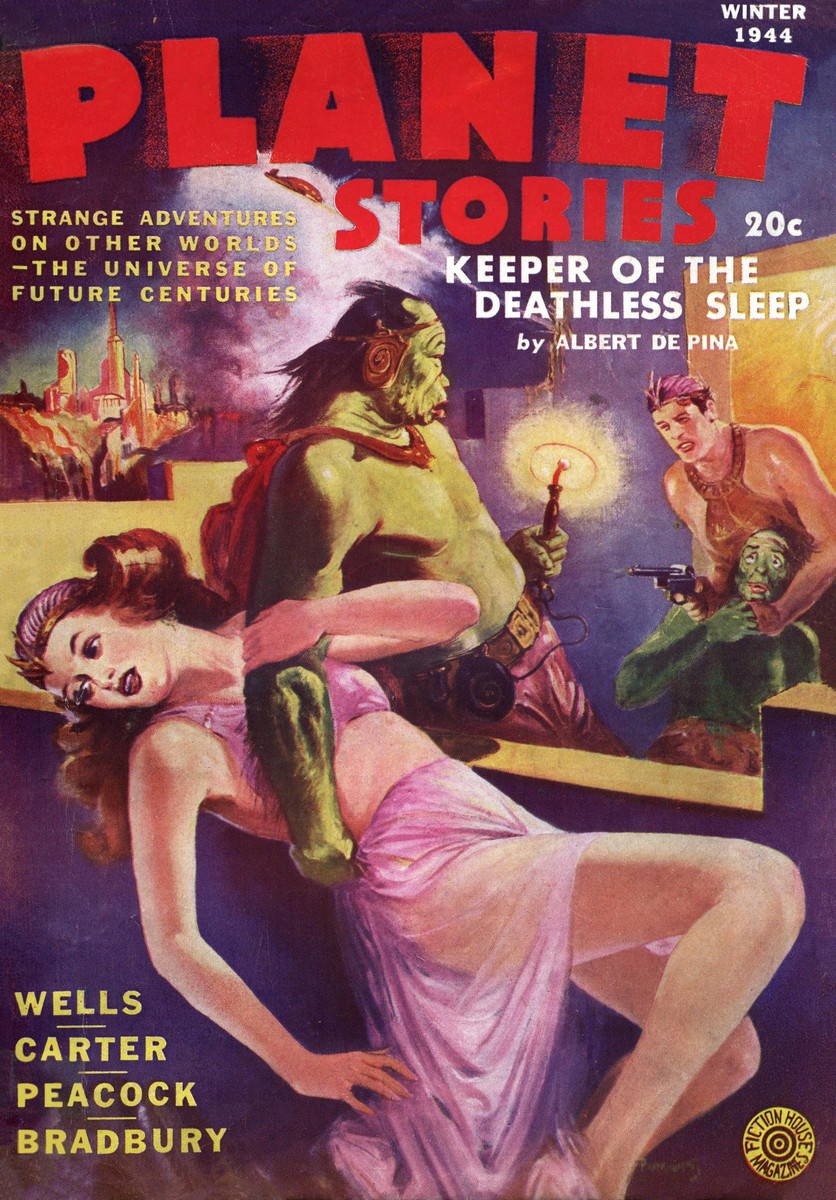 Planet Stories Winter 1944 – Keeper of the Deathless Sleep Cover Art