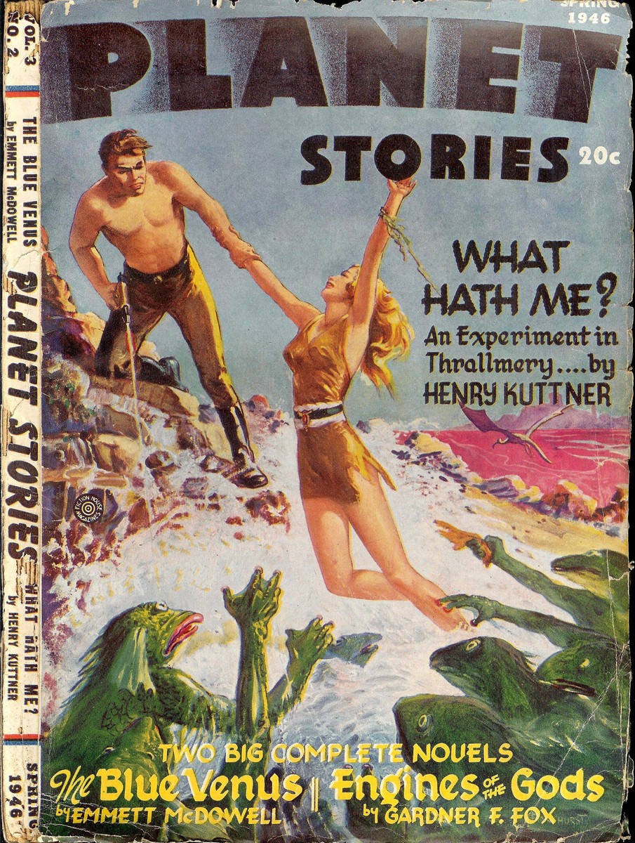 Planet Stories Spring 1946 – Reptilian Menace Rescue, Henry Kuttner Cover