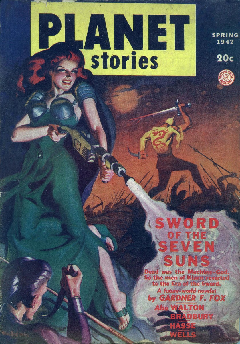 Planet Stories Spring 1947 — Sword of the Seven Suns Cover by Allen Anderson