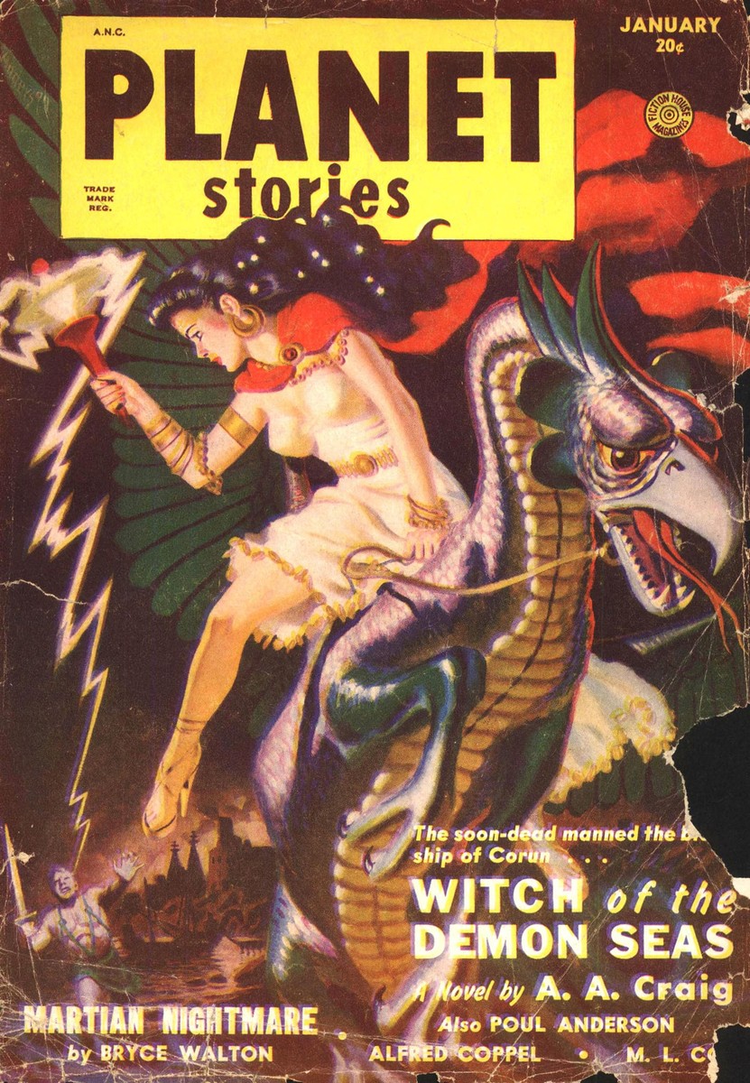 Planet Stories Jan 1951 – Witch of the Demon Seas Dragon Rider Cover
