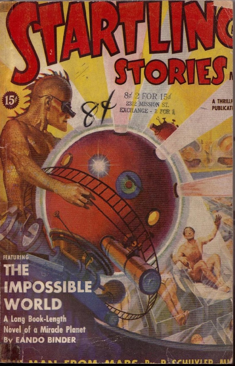 Startling Stories March 1939 – Mutant Man Grapples Robotic Sphere