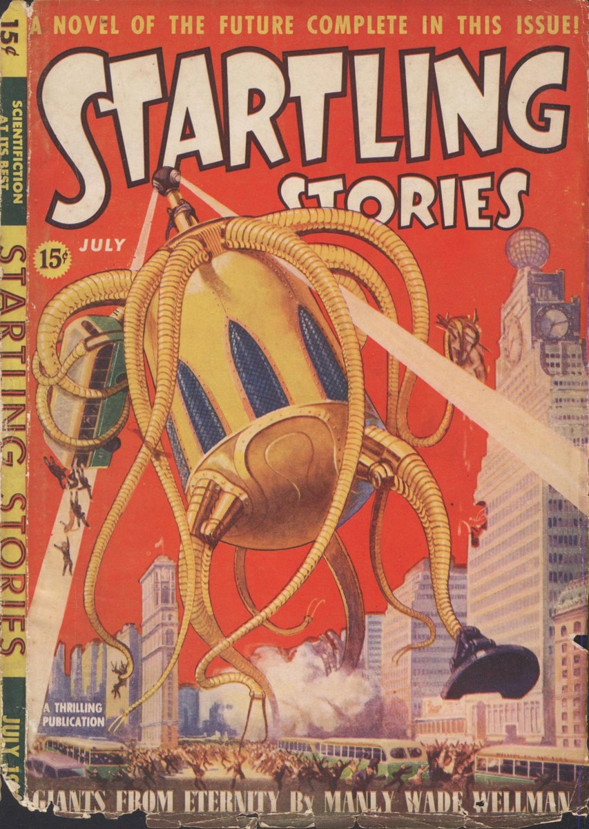 Tentacled War Machine Attacks NYC — Startling Stories July 1939