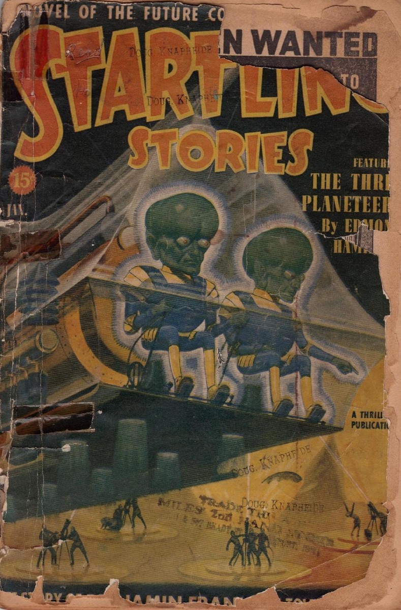 Green-Skinned Alien Pilots, Startling Stories Jan 1940 Cover