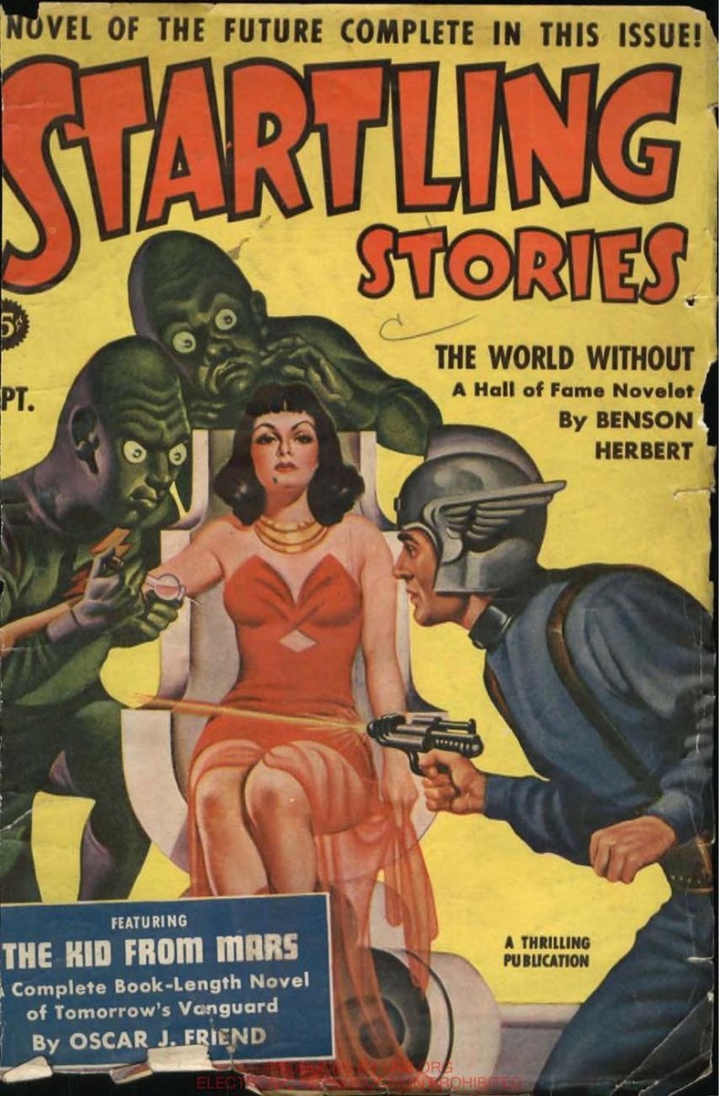 Startling Stories Sept 1940 — Alien Captors, Winged Hero & Ray Gun Standoff