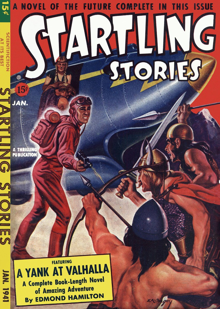 A Yank at Valhalla — Startling Stories Jan 1941 Edmond Hamilton Cover