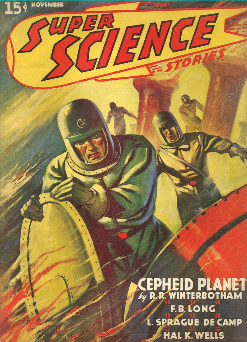 Super Science Stories Nov 1940 — Cepheid Planet Spacesuit Escape Cover