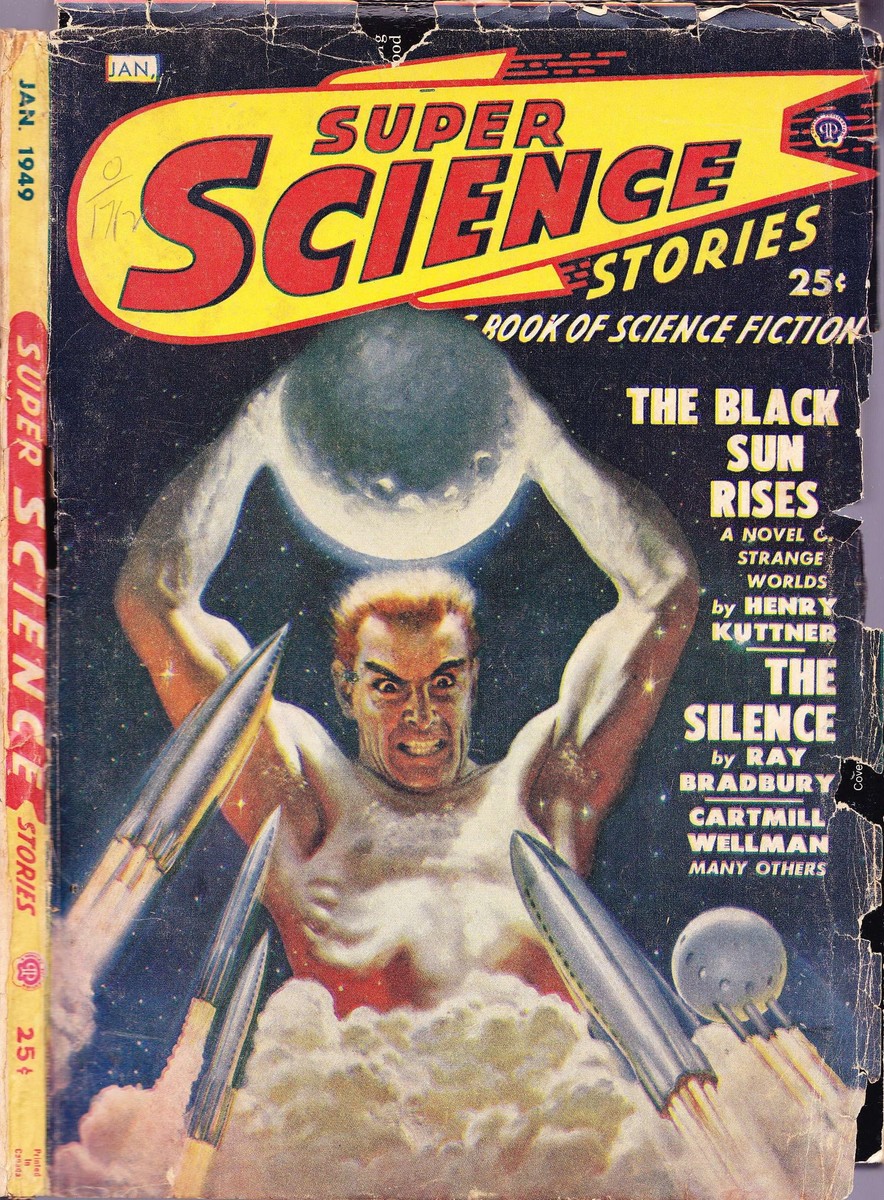 Cosmic Titan Lifts Planet — Super Science Stories Jan 1949 Cover