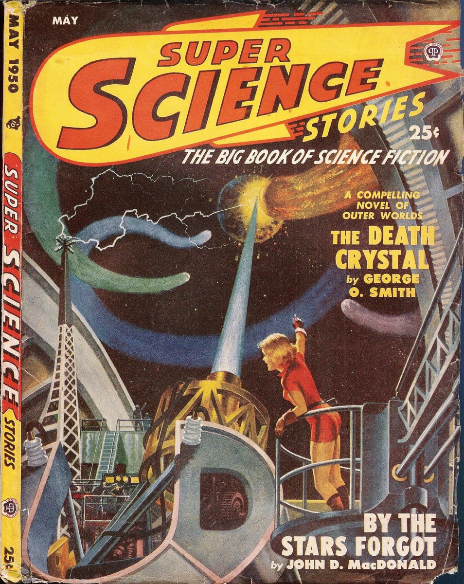 Death Crystal Beam Weapon, Super Science Stories May 1950 Cover
