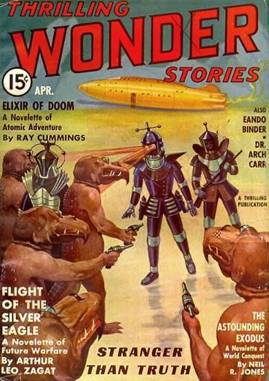 Thrilling Wonder Stories April 1937 – Robot Battles Alien Brutes on Hostile World