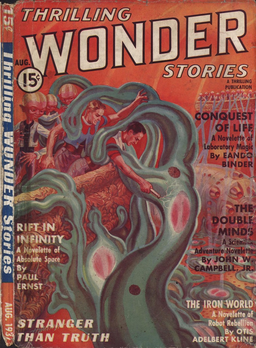 Thrilling Wonder Stories Aug 1937 – Heroes Battle Alien Tentacle Beast