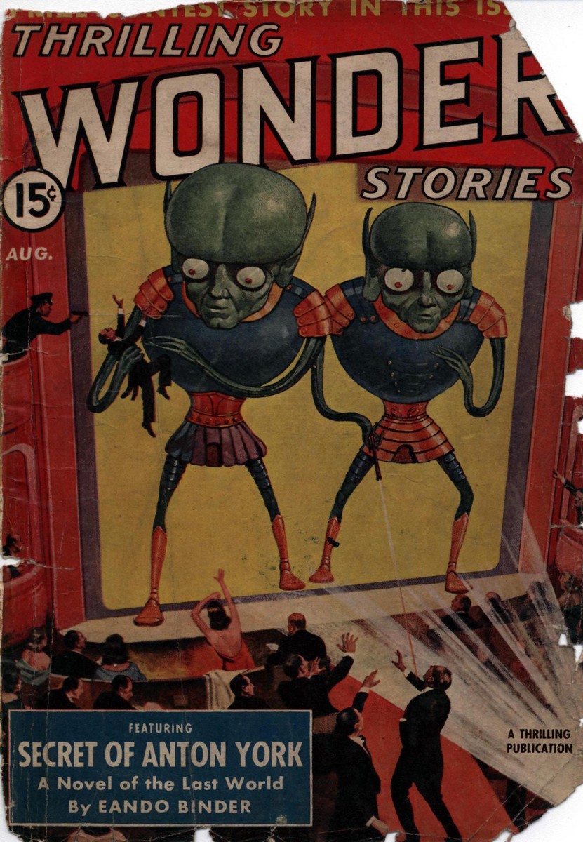 Giant Bug-Eyed Aliens Invade Theater, Thrilling Wonder Stories Aug 1940