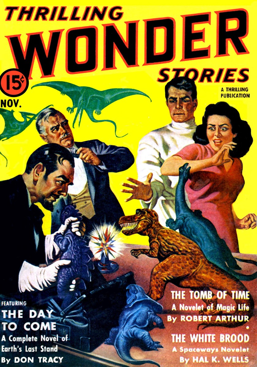 Thrilling Wonder Stories Nov 1940 — Dinosaurs Run Amok in the Lab