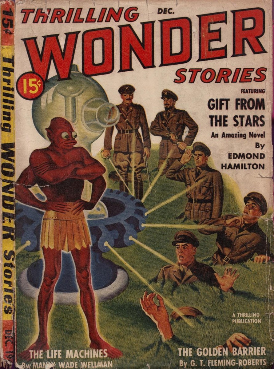 Alien Envoy Stuns Soldiers, Thrilling Wonder Stories Dec 1940