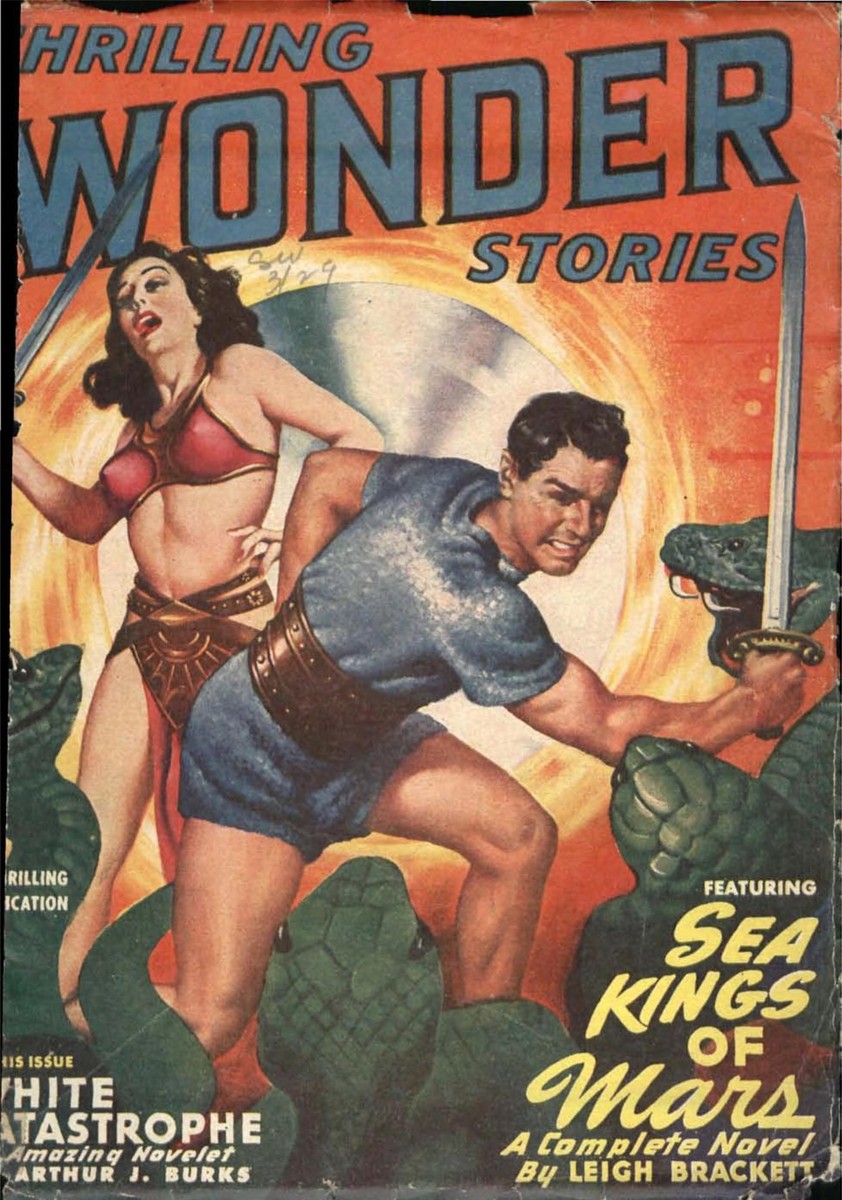 Sea Kings of Mars – Thrilling Wonder Stories June 1949 Brackett Cover