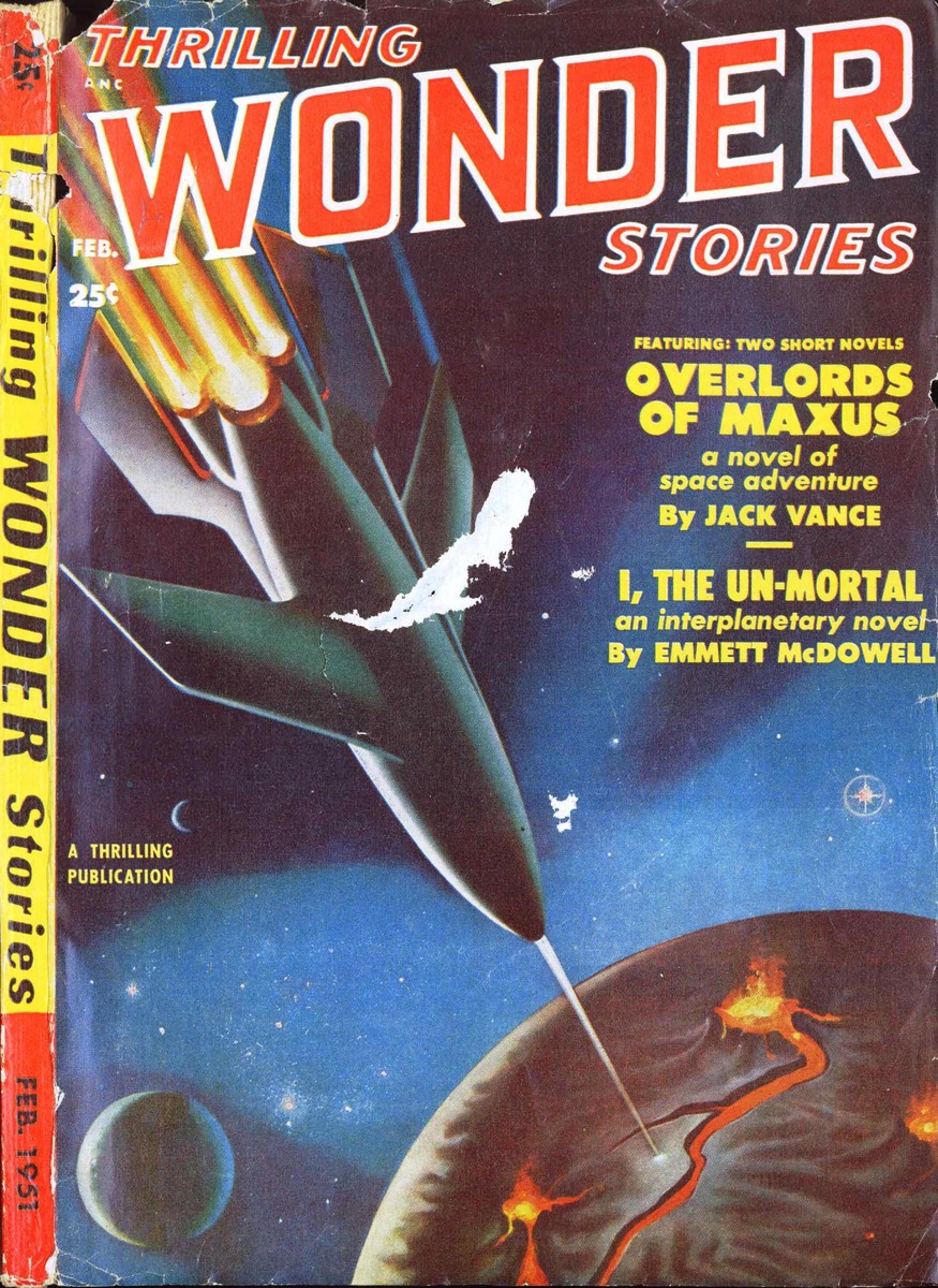 Rocket Strikes Volcanic Planet — Thrilling Wonder Stories Feb 1951