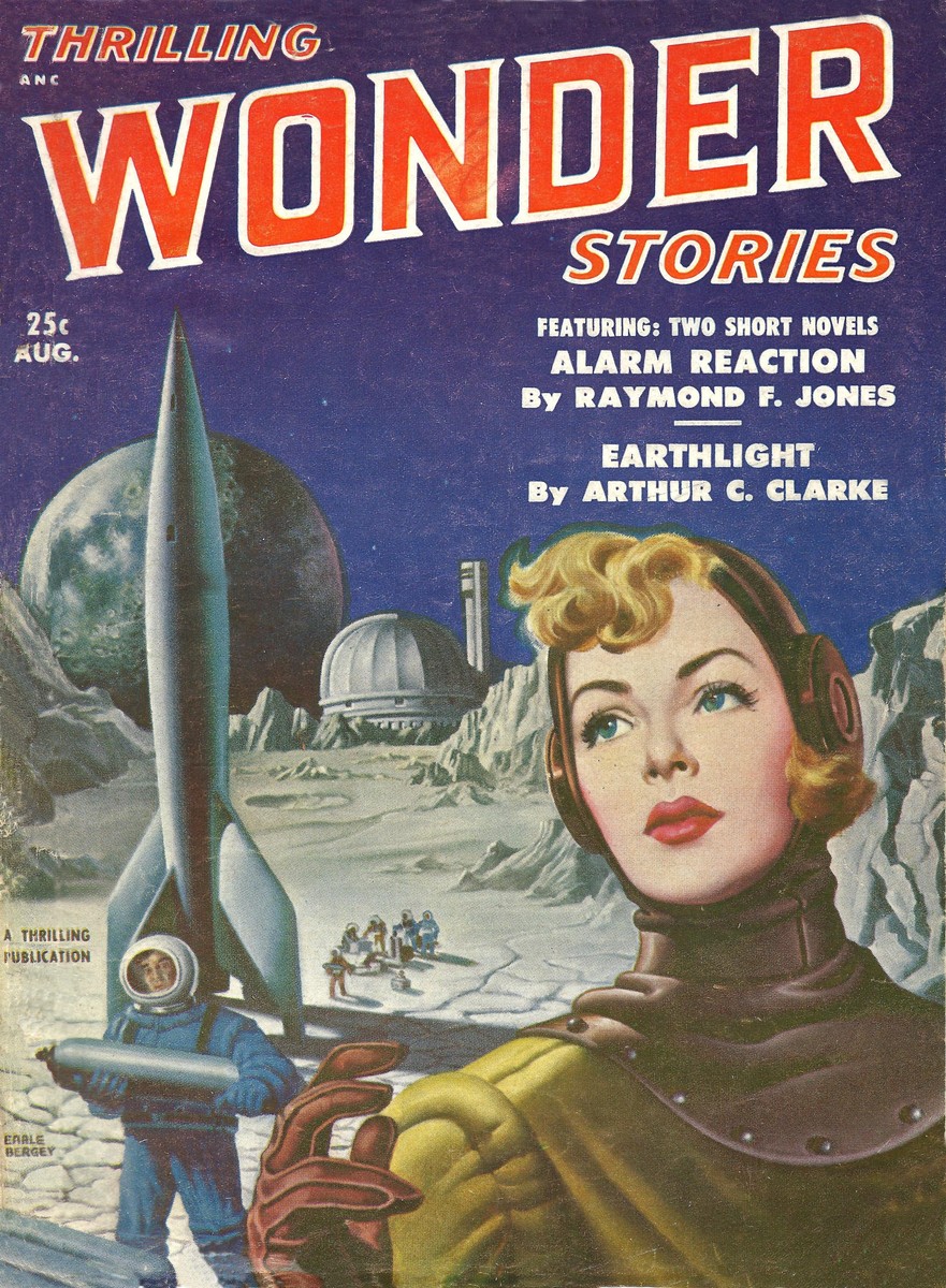 Earle Bergey's Lunar Base Cover, Thrilling Wonder Stories Aug 1951
