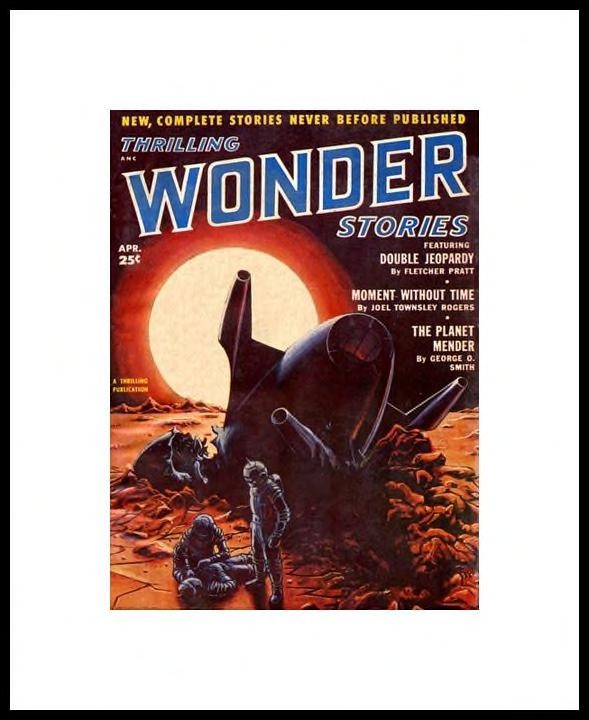 Crashed Rocket on Alien World – Thrilling Wonder Stories April 1952