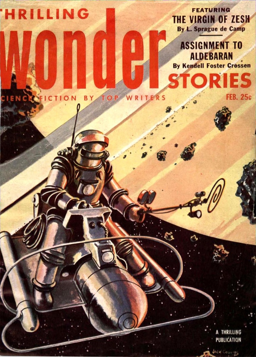 Jack Coggins' Asteroid Belt Spaceman, Thrilling Wonder Stories Feb 1953
