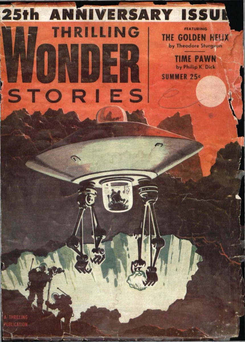 Flying Saucer Abduction Scene, Thrilling Wonder Stories 25th Anniversary 1954