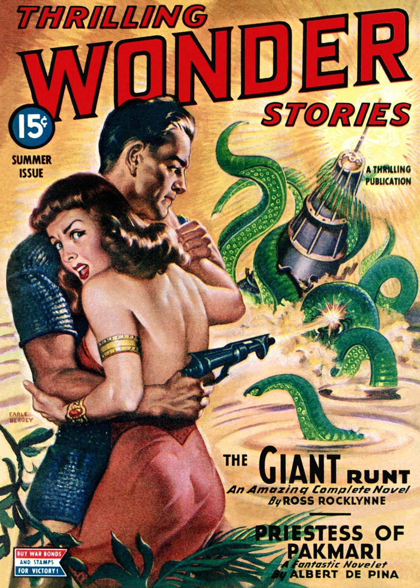 Earle Bergey's Giant Serpent Attack, Thrilling Wonder Stories Summer 1944