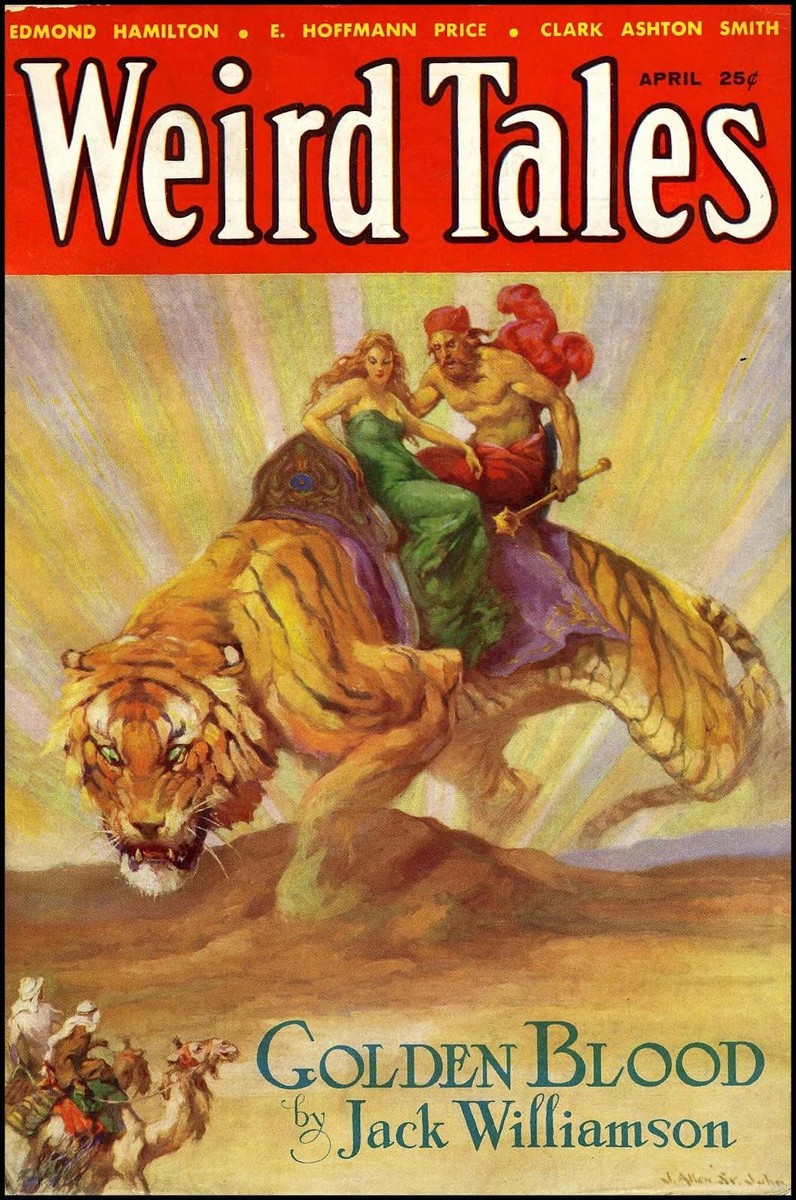 J. Allen St. John's Tiger-Riding Djinn, Weird Tales April 1933 — Golden Blood