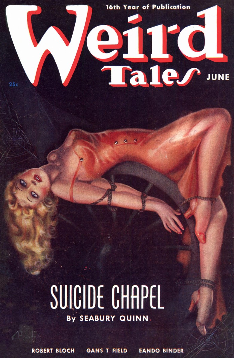 Weird Tales June 1938 – Bound Woman on Wheel, Seabury Quinn Cover