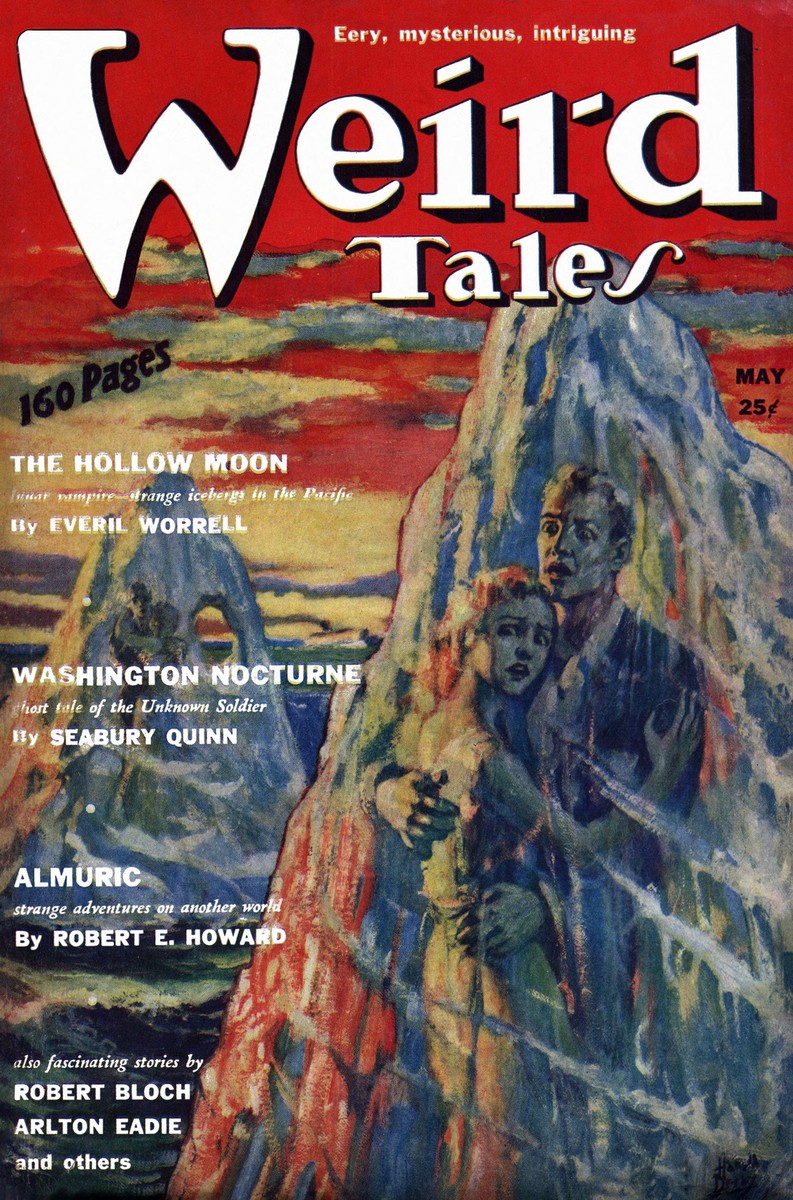 Weird Tales May 1939 – The Hollow Moon Ice Survivors Cover