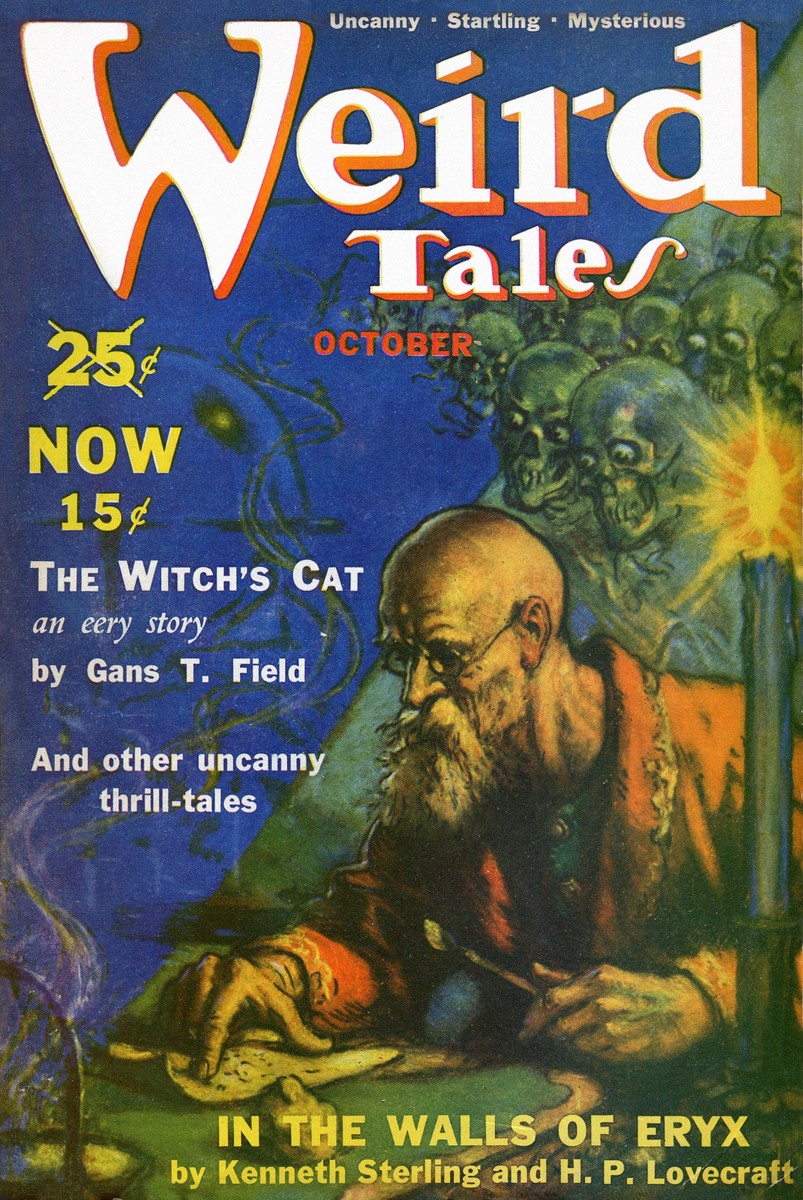 Weird Tales Oct 1939 – Lovecraft's 'In the Walls of Eryx' Sorcerer Cover