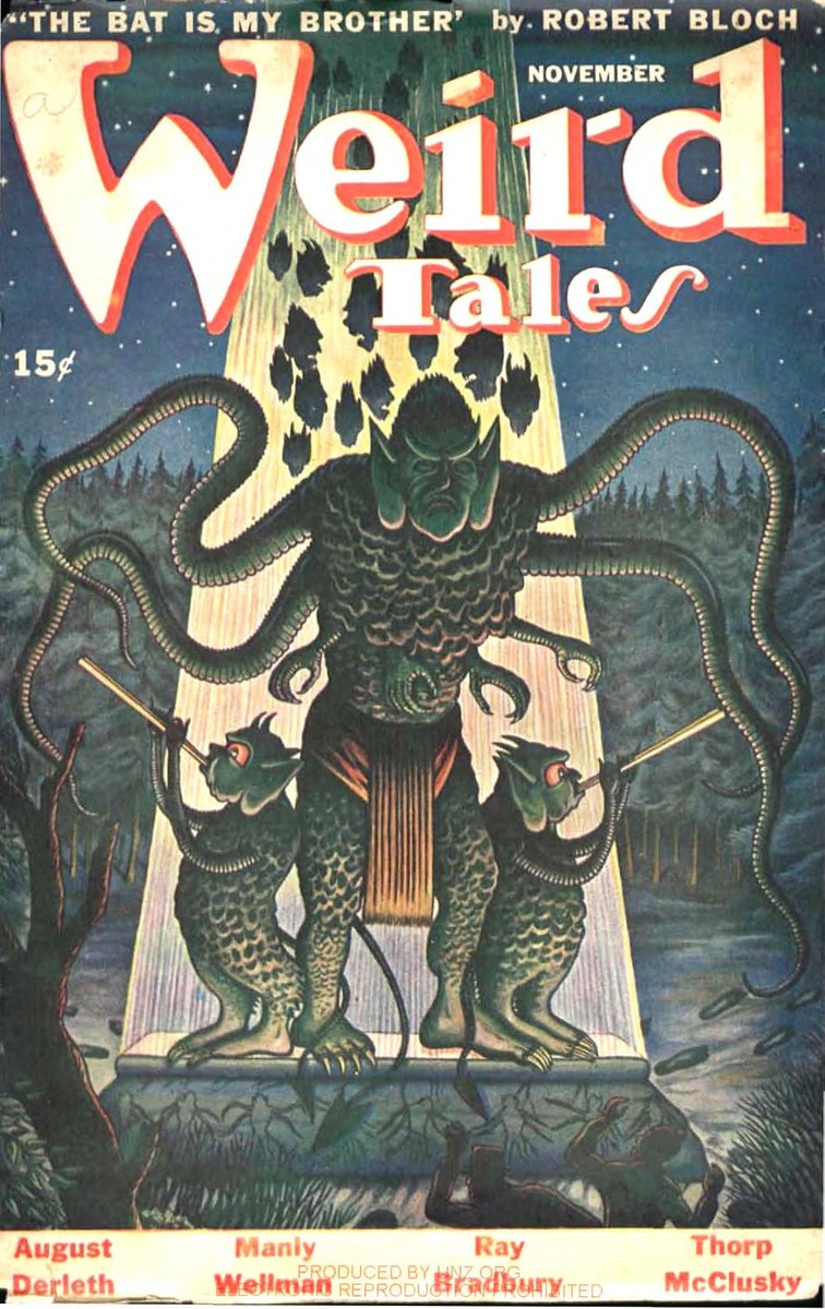 Tentacled Fish-Monster Rises, Weird Tales November 1944 Cover