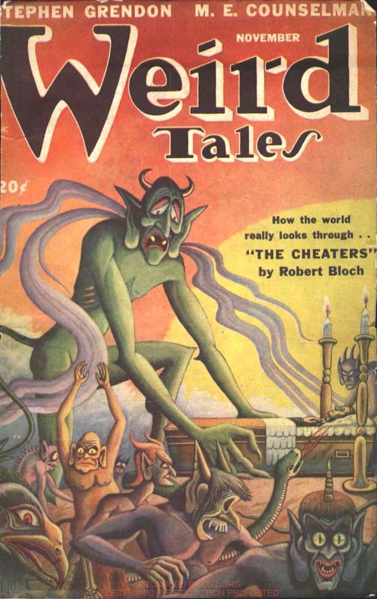 Weird Tales November 1947 – Robert Bloch's 'The Cheaters' Demon Cover