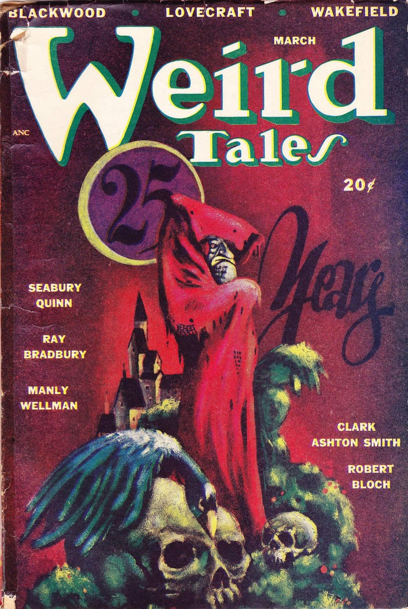 Weird Tales 25th Anniversary Cover, March 1948 — Red-Robed Death Figure