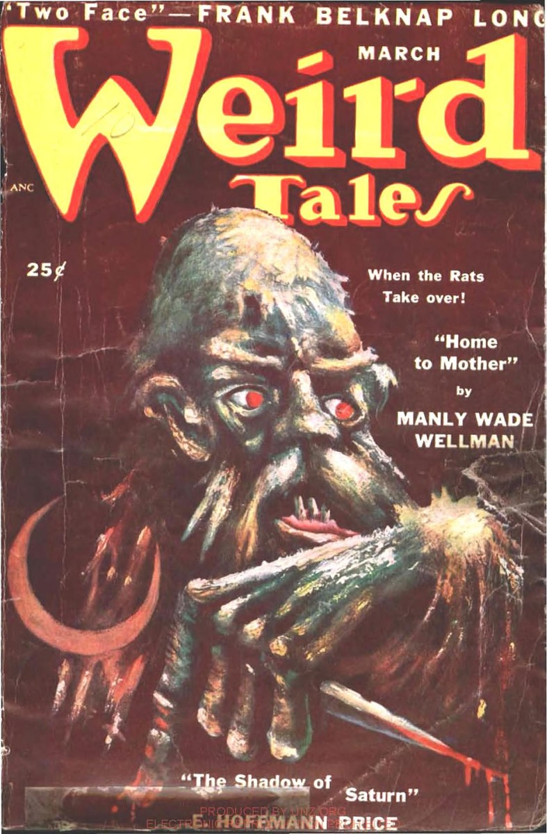 Weird Tales March 1950 — Glowing-Eyed Demon Cover with Manly Wade Wellman