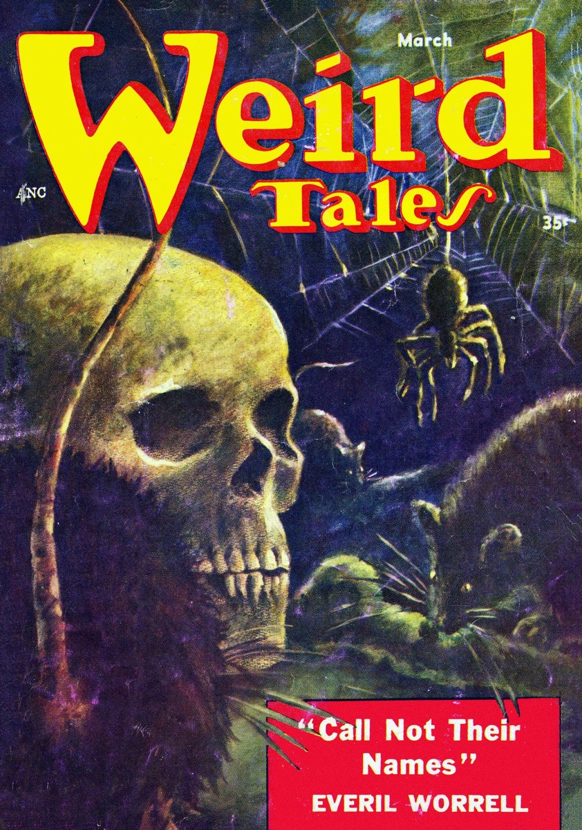 Weird Tales March 1954 — Skull, Spider & Rat Horror Cover