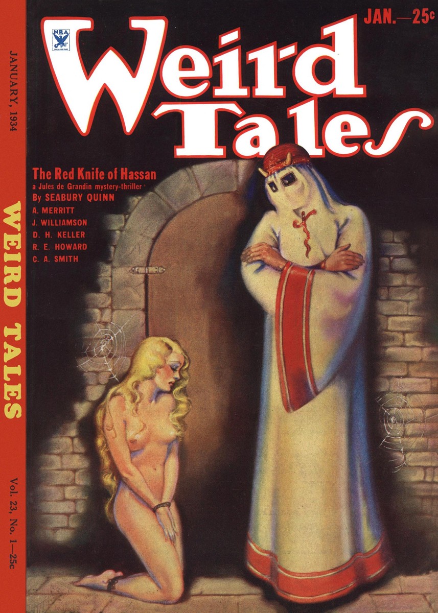 Weird Tales January 1934 — Masked Occultist and Captive, Vol. 23 No. 1
