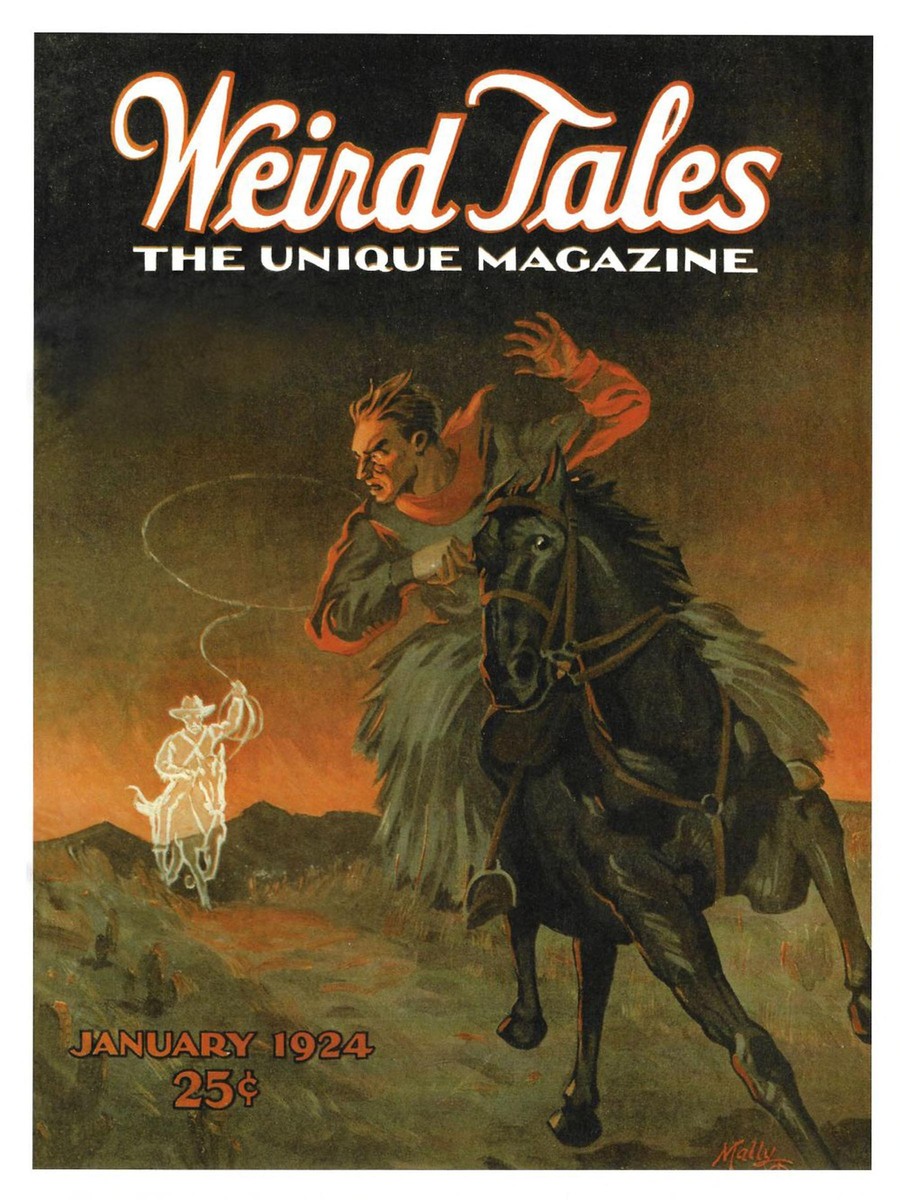 Ghost Cowboy Lasso Attack – Weird Tales January 1924 Cover