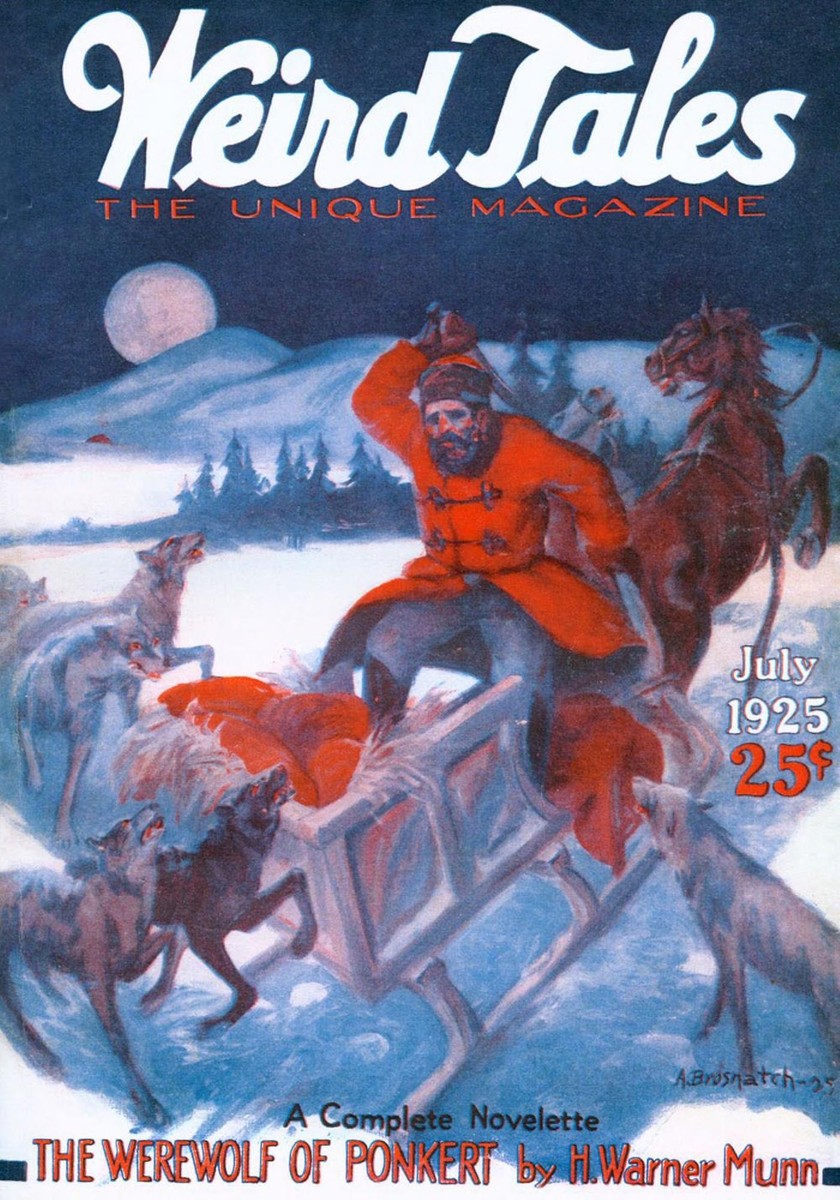 Werewolf Attack by Moonlight — Weird Tales July 1925 Cover by Brsnatch