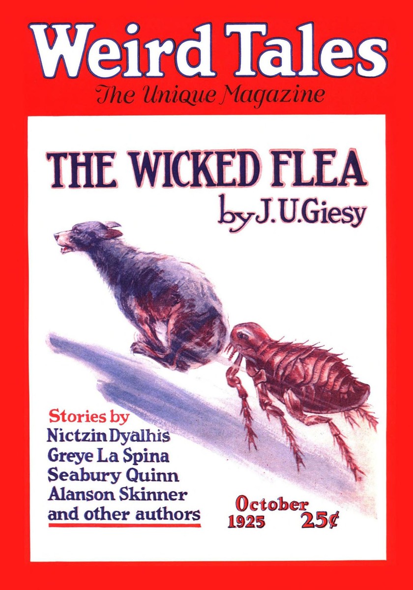 Giant Flea Terrorizes Dog — Weird Tales October 1925 Cover