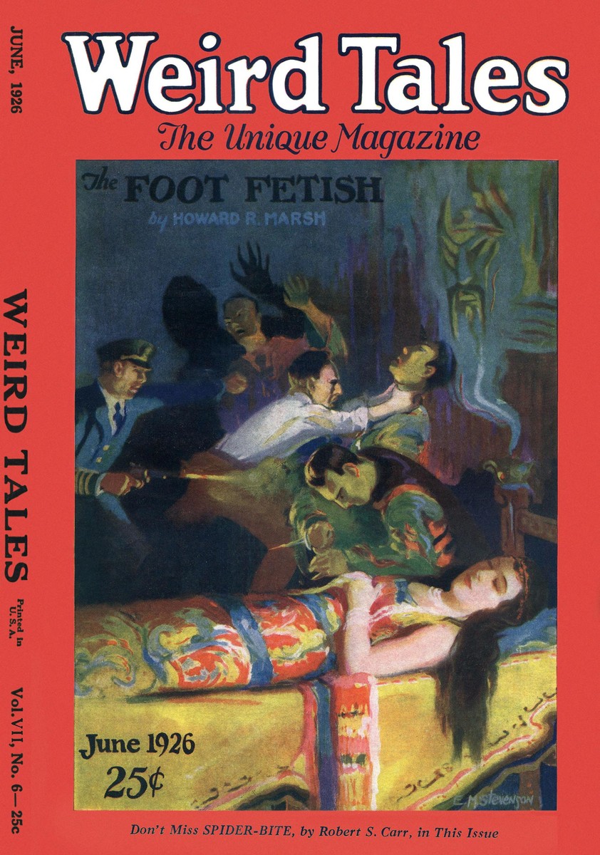Weird Tales June 1926 – 'The Foot Fetish' Occult Attack Cover by E.M. Stevenson