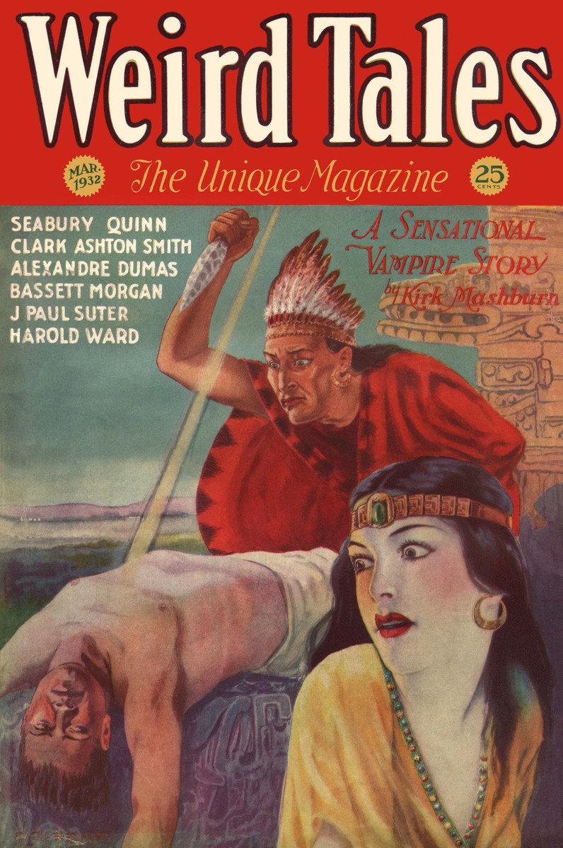 Weird Tales March 1932 – Aztec Sacrifice Scene, Kirk Mashburn Vampire Issue