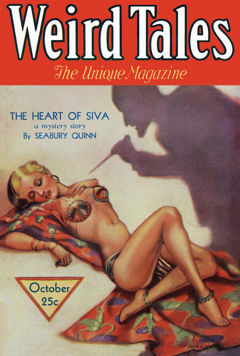 Weird Tales Oct 1932 — 'Heart of Siva' Menace Cover by M. Brundage