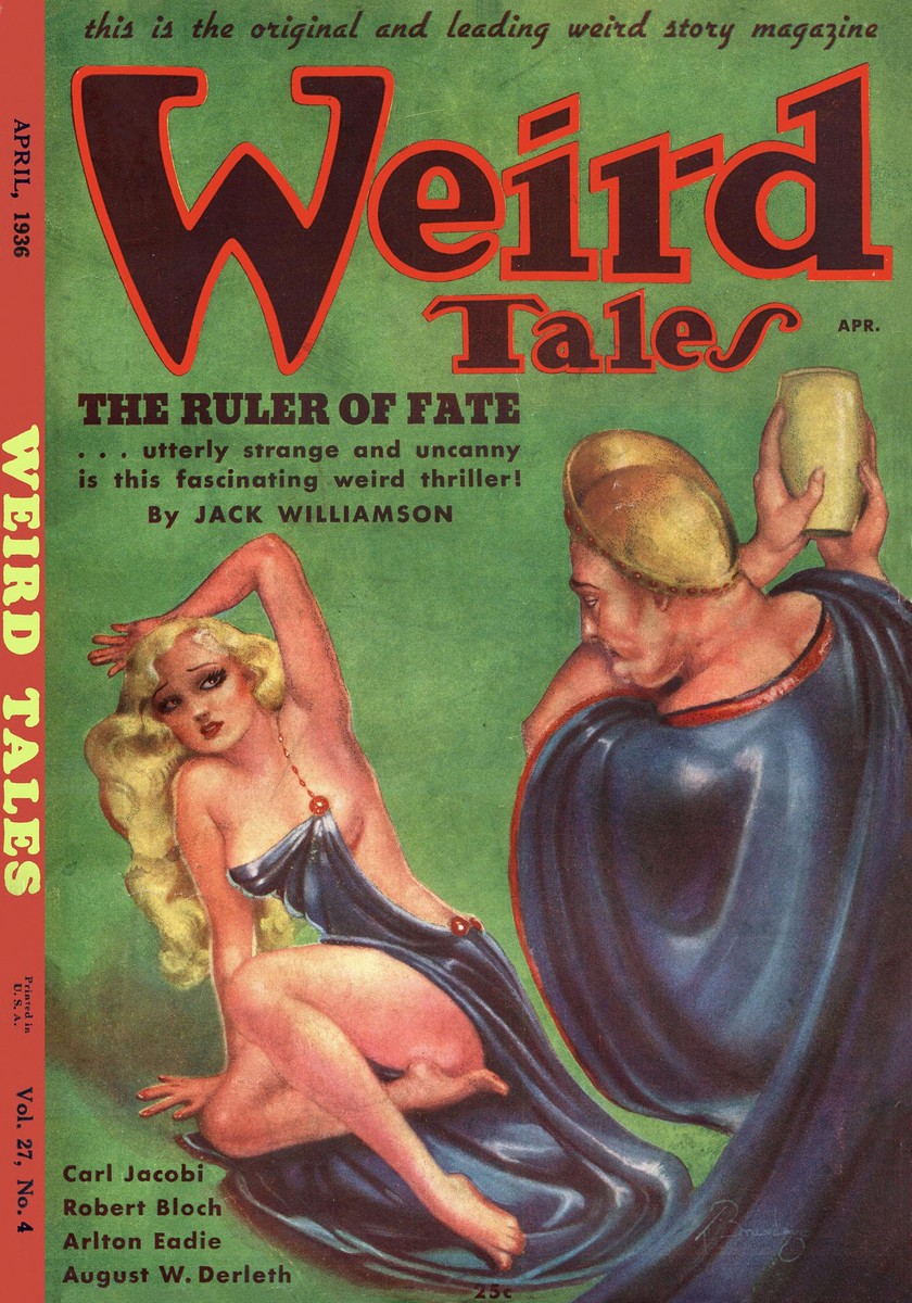 Weird Tales April 1936 — 'The Ruler of Fate' by Jack Williamson Cover Art