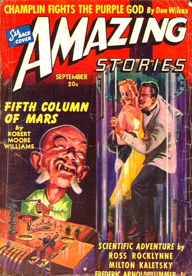 Amazing Stories Sept 1941 – Fifth Column of Mars Martian Villain Cover