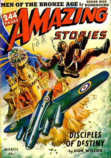 Amazing Stories March 1941 — RAF Pilots Hurled from Exploding Warplane