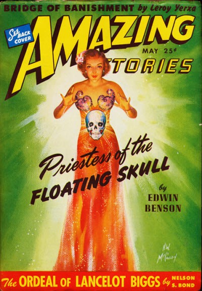 Priestess of the Floating Skull – Amazing Stories May 1940s Cover