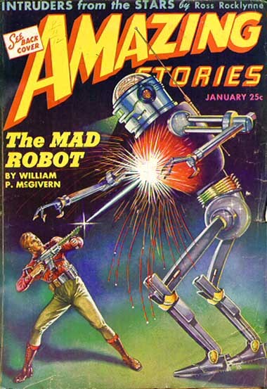 The Mad Robot Attacks — Amazing Stories January 1941 Cover Art
